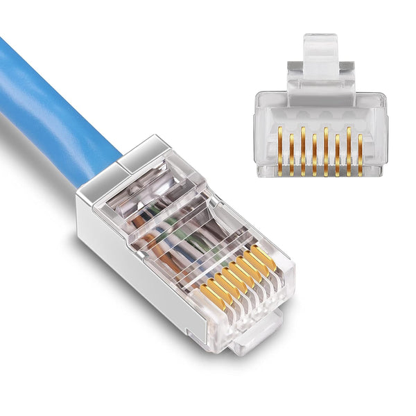 iGreely 50 Pack Shielded Cat6 RJ45 Connectors, Gold Plated RJ45 Cat6/Cat5E/Cat5 8P8C 50 Micron 50u