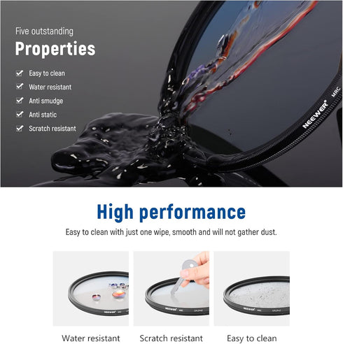 NEEWER 67mm Polarizing Filter, 30 Layer Multi Resistant Nano Coatings Circular Polarising Filter (CPL)