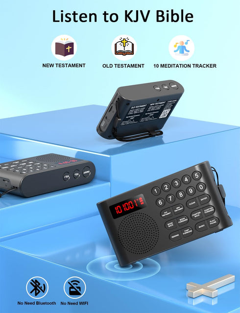 iGuerburn 26H KJV Audio Bible Player for Seniors, Electronic Bible Old & New Testament in King James Version, Easy Read