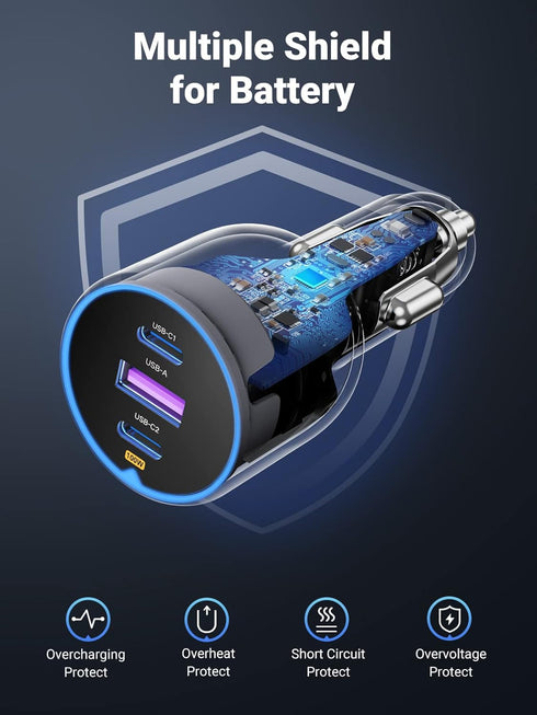 UGREEN 130W USB C Car Charger, PD 100W + PD 30W Type C Adapter, Fast Charging Compatible with iPhone 16, Galaxy S24,