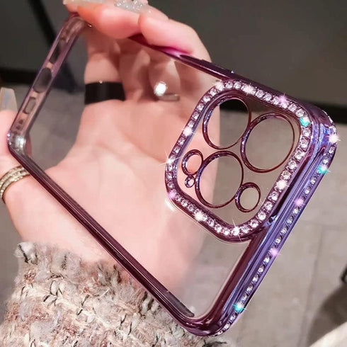 Casechics Luxury Glitter Bling Case for iPhone 13, Electro Plated Frame Edge Border, Full Body Protective Clear Soft