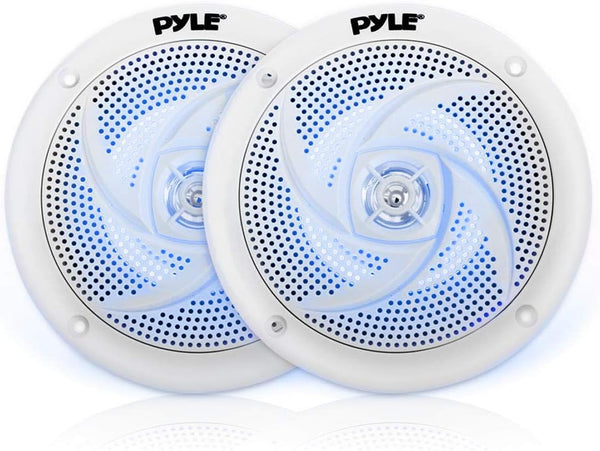 Pyle Marine Speakers - 5.25 Inch 2 Way Waterproof Outdoor Audio System with LED Lights, 180 Watt Power - 1 Pair
