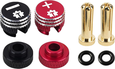 TCRC 2PCS Aluminum Heatsink 5mm Bullet Plug Connectors & Grips for Li-Po and Li-HV Hardcase Power (Red + Black)