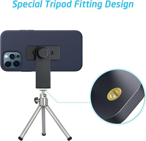 WixGear Strong Magnetic Tripod Mount Phone Holder for Tripod Compatible with iPhone and Android Devices - Black