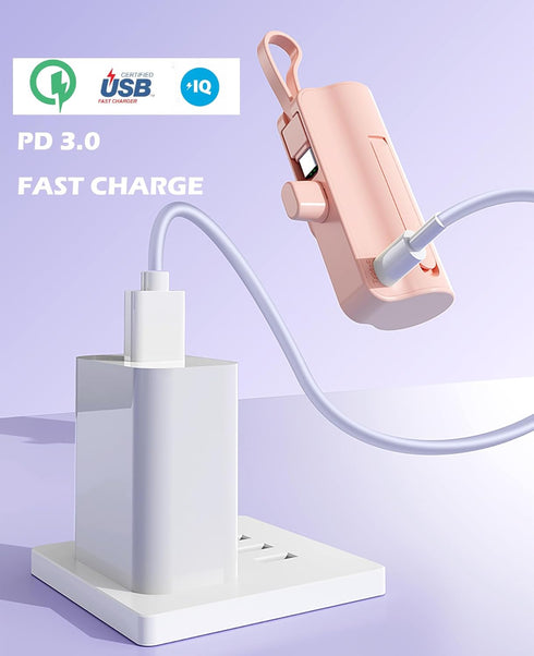 Mini Phone Charger 5500mAh Portable Power Bank, Dual USB-C Ports, Compatible with iPhone and Android Phones