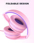 ELECDER i45 On-Ear Headphones with Microphone, Foldable Stereo Bass Headphones, 3.5MM Jack, Portable, Pink