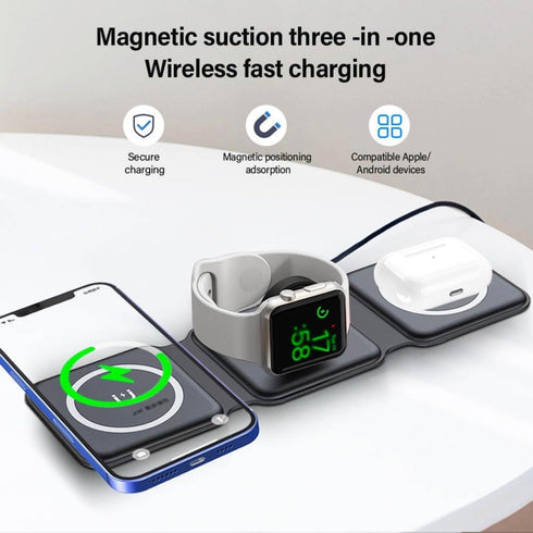 3 in 1 Wireless Charging Station for Apple Devices, 15W Phone Charger, 2.5W Watch Charger, 3W Charger Compatible with