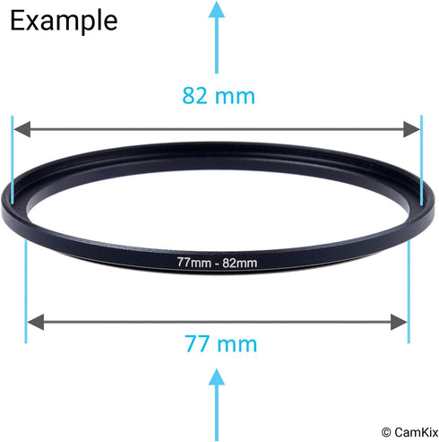 Step Up Lens Filter Adapter Rings - Set of 9 - Fit Larger Size Lens Filters on Smaller Diameter Lens - Sizes: 37-82 mm