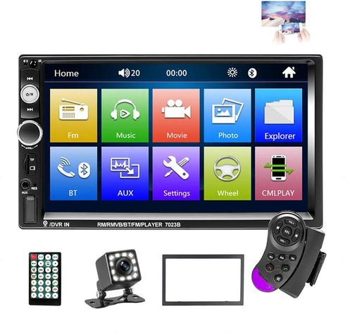 EKAT Double Din Car Stereo Receiver Bluetooth 7 Inch Touch Screen Car Radio