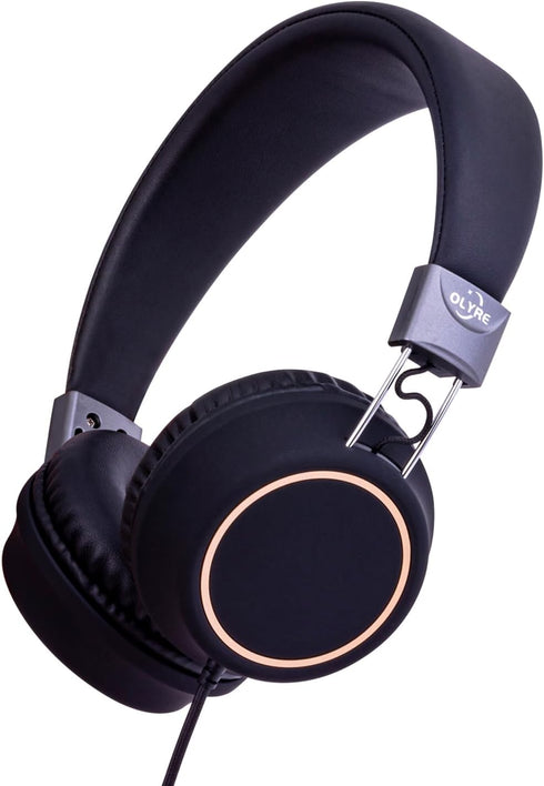 Kids Wired Headphones for School with Microphone, Lightweight Foldable Design for Boys and Girls (Black)