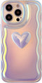 Qokey Cute 3D Love Heart Wave Frame Soft TPU Sparkle Bling Phone Case for iPhone 12 Pro 6.1" (Not fits iPhone 12)