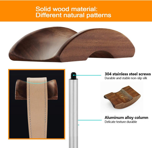 Micool Headphone Stand, Aluminium and Wood Gaming Headset Holder for All Size Headphones with Heavy Base