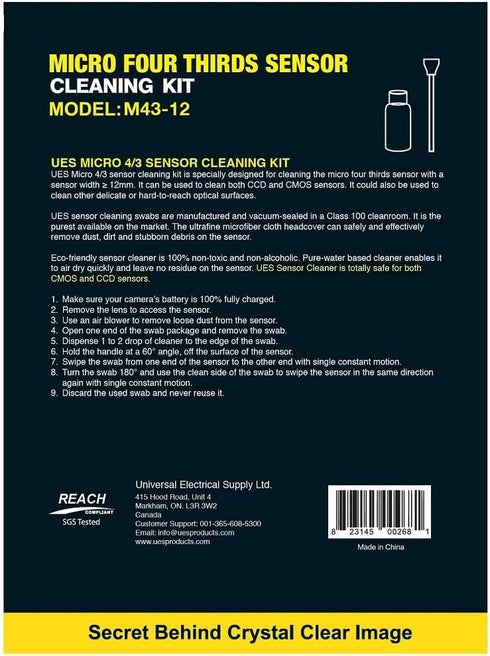 Digital Camera Micro Four-Thirds 4/3 (MFT) 12mm Sensor Cleaning Swabs x 14pcs + 15ml Liquid Cleaner