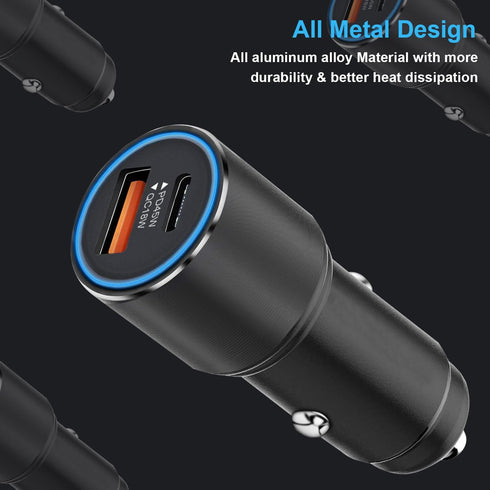 63W Super Fast Car Charger and Cable for Galaxy S23 S22 S24 Plus Ultra/S21 S20 FE,A54 A23 A53 A14 A13 A55 A15 A25,Z Fold 4 5/Z FILP,2-Port (USB C 45W+USB A 18W) Adapter Phone Cigarette Lighter