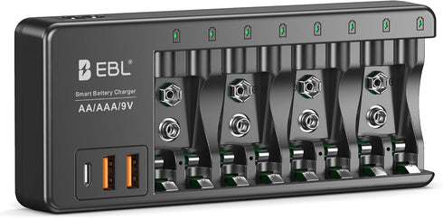 EBL AA AAA 9V Individual Battery Charger for AA AAA 9V NiMH NiCD