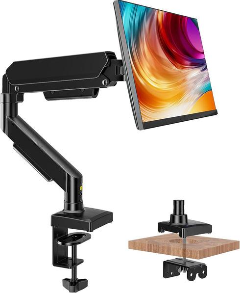 Hemudu Single Monitor Mount, Gas Spring Arm for 17-32 inch Screens Adjustable Monitor