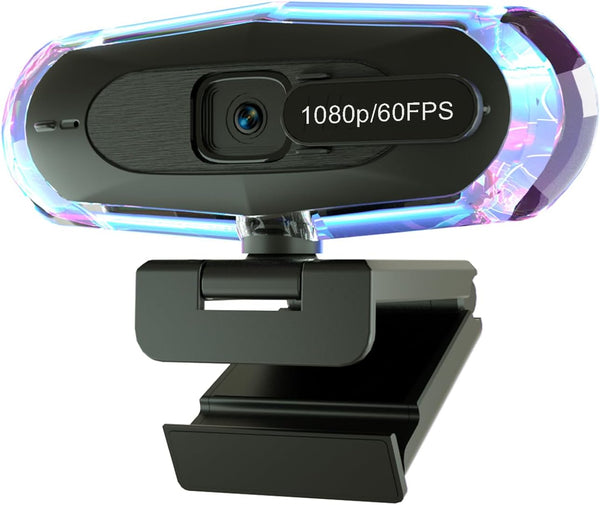 ceabulila 1080P 60FPS Streaming Webcam with Autofocus, Microphone, RGB Light and Tripod, USB