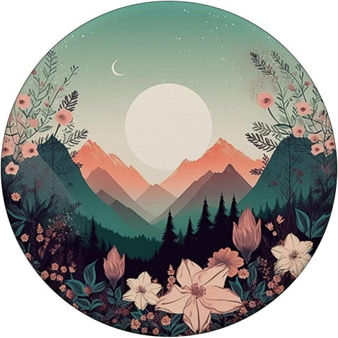 Boho Chic Floral Moon Mountain Forest Nature Cute Pastel PopSockets Standard PopGrip