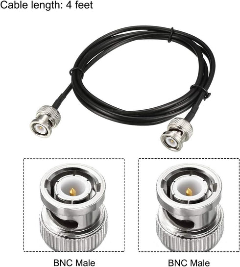 uxcell BNC Male to Male Coaxial Jumper Cable, 50 Ohm, 4 Feet RG174