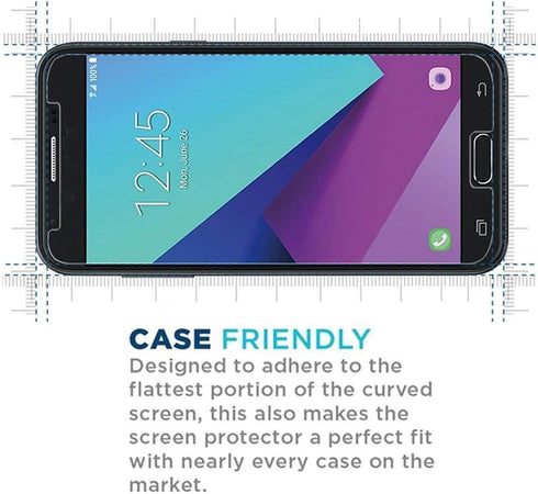 Samsung Galaxy J7 Prime/J7 Sky Pro 2 Pack High Clear Tempered Glass Screen Protector for SM-J727A/J727U/J727T/J727V.