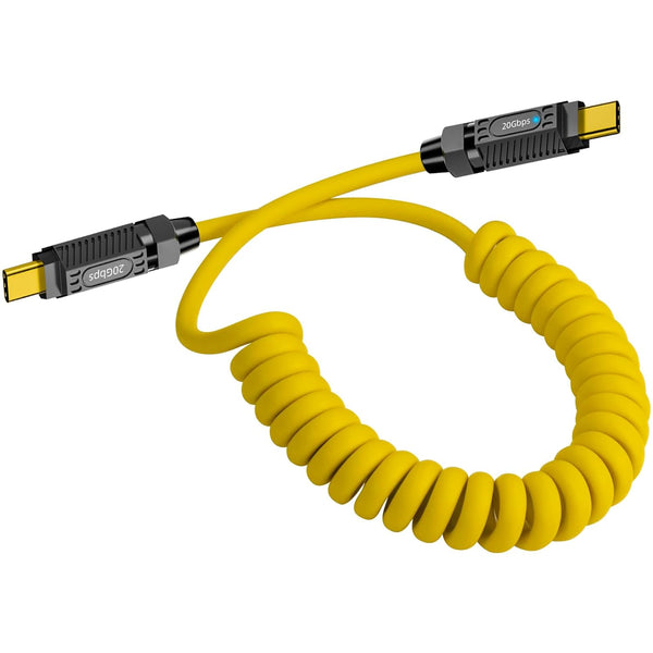 Poyiccot Coiled USB C Cable, 140W 20Gbps Spring Coiled USB Type C Charger Cable, 8K@60Hz Video Transfer, Max Stretched