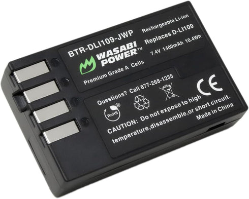 Wasabi Power Battery and Charger for Pentax D-LI109 (2-Pack) for K-r, K-30, K-50, K-500