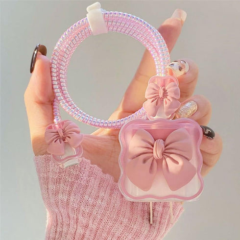Andy's Orchids Cute Charging Cable Protector: Bow Knot Charging Protector Cover for iPhone 18/20W