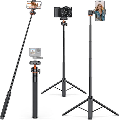UURig VRIG 55" Selfie Stick Tripod with Hidden Phone Holder, TP-16 Extendable Camera