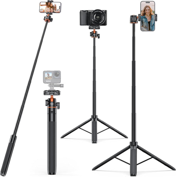 UURig VRIG 55" Selfie Stick Tripod with Hidden Phone Holder, TP-16 Extendable Camera