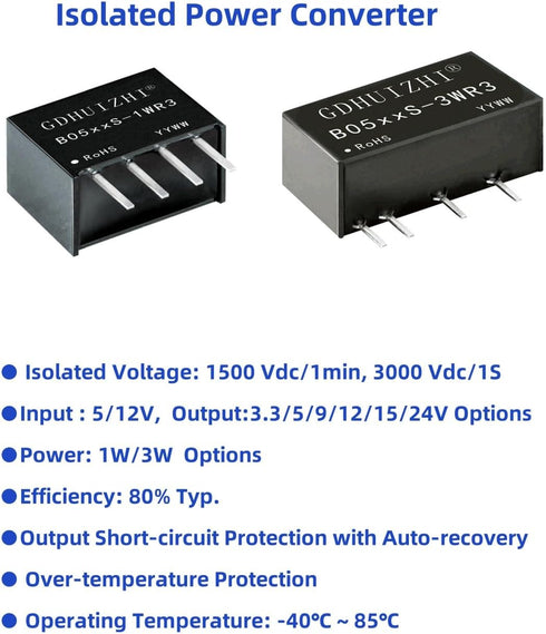 MUXWELL 4 Pack 12V 15V 10.8V-13.2V, 15V, 3W 19.5x10x7 mm DC-DC to Isolated Power Convert, Input Output Isolated Power