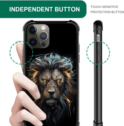 DJSOK Black and Gold Lion Case for iPhone 13 Pro - Rugged Dual Layer Shockproof Cover for Men, Boys, and Girls.