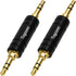3.5mm Stereo AUX Male to Male Gold-Plated Adapter 2 Pack, 3-Pole 1/8 inch TRS Jack for BT Receiver, MP3, Speakers