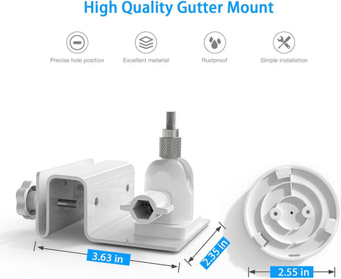 No Drill Gutter Mount for Ring Stick Up Cam, Pan Tilt Adapter (1 Pack, Camera Not Included)