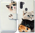 Cute Brown Cat Leather Flip Wallet Case for Galaxy A11 (US Version) with Card Slot Holder Kickstand for Samsung 2020