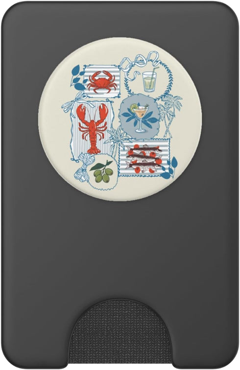 Girly European Summer Preppy Aesthetic Collage Summer Aesthetic Italian Coastal Chic Lobster Crab Sardines PopSockets