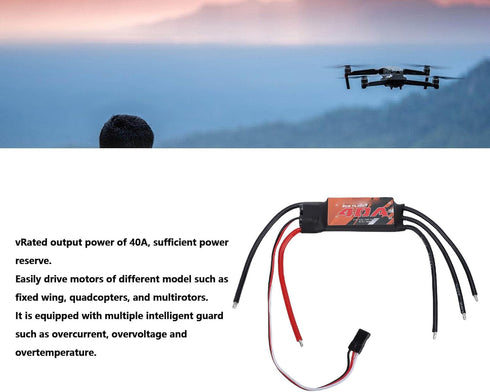 40A 2-4S AM32 Zunate Brushless ESC for Fixed Wing Quadcopters and Multirotor, LiPo Support with BLHeli and Open Source