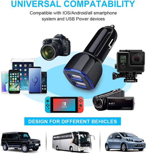 Car Charger Adapter for Samsung Galaxy A15 5G A14 A13 A55 A54 A53 A20 A21 A10E A01 A50 A11 A9 A51 A71 A12 A32 S24 S23