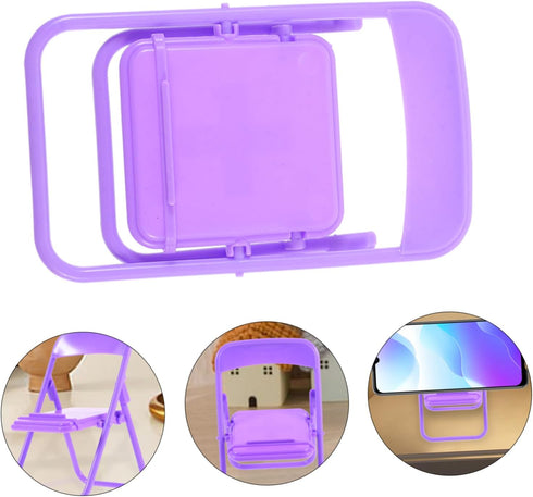 Holibanna 10pcs Adorable Cartoon Folding Chair Phone Stand Portable Smartphone Holder for Desk Office Home Dorm Use