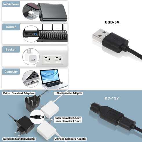 xiaoqijia 120mm 10 5V 12V IPX5 Dual Fan with Speed USB DC Waterproof Cooling Fan for Tablet TV Receiver Router DVR Xbox