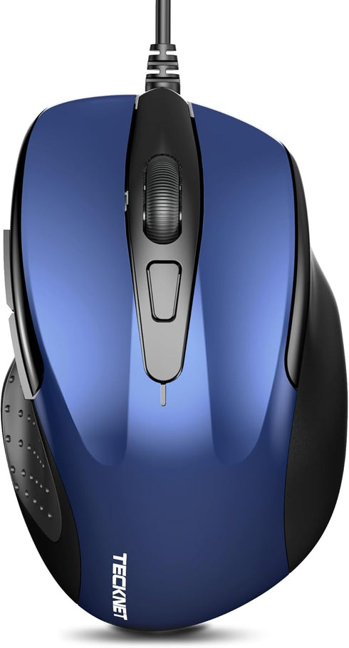 TECKNET USB Wired Mouse, 6-Button Corded Computer Mouse with 4 Adjustable DPI, Optical