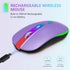 FUWANG Wireless Mouse, Rechargeable LED Bluetooth Mouse, Portable USB Optical 2.4G Wireless Computer Mice (Purple)