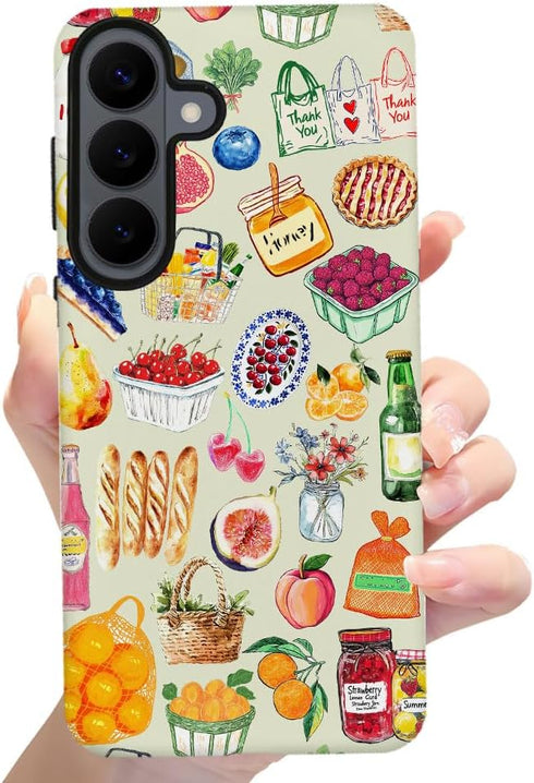 Generic S26 Case for Samsung Galaxy Plus,Camera Protection Soft Frosted Phone Case - Aesthetic Fruit Vegetables