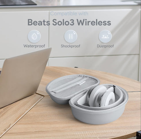 Yinke Case for Beats Solo3/Solo 4 On-Ear Headphones, Portable Hard Shell Storage Bag (Silver)