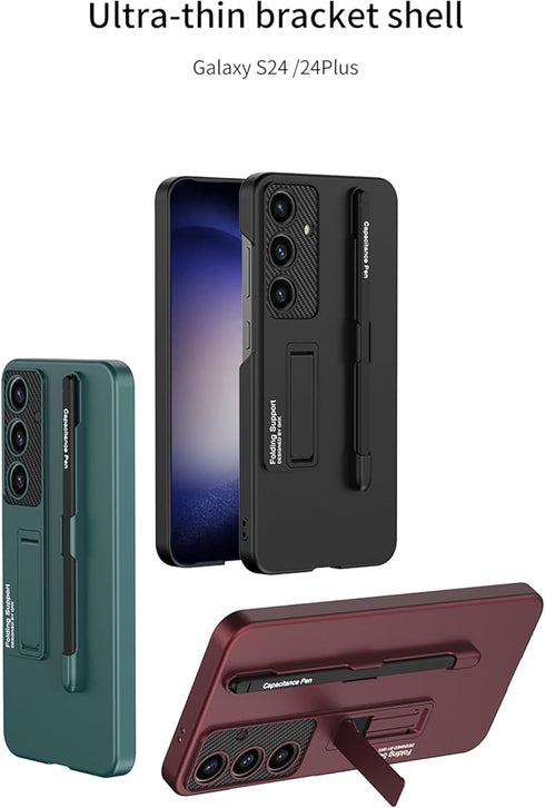 Samsung Galaxy S24 Plus Case with Pen and Adjustable Kickstand, Anti-Shock, Slim Texture Case, Supports Wireless