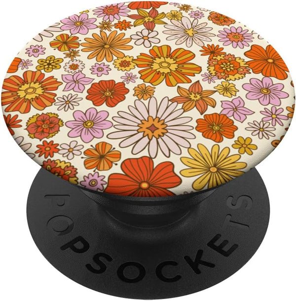 Retro Groovy Daisy Floral Flowers Aesthetic Hippie Phone PopSockets Swappable PopGrip