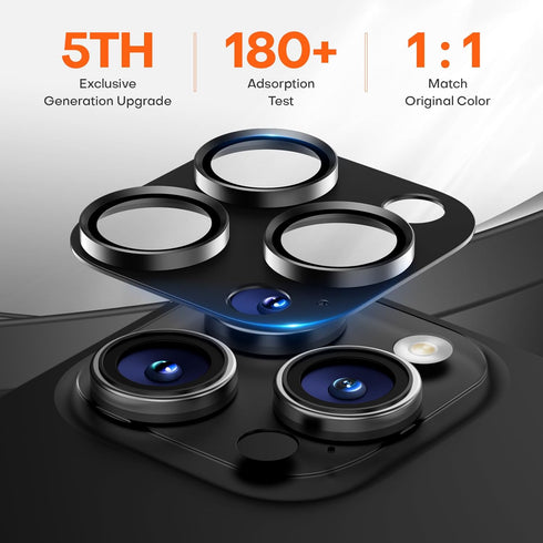 2 Pack Black Titanium Camera Lens Protector for iPhone 15 Pro Max/Pro & 14 Pro Max/Pro, Aluminum Alloy Sapphire Glass.