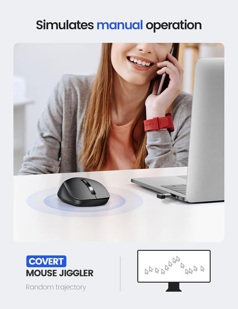 Covert Mouse Jiggler - 2 in 1 Undetectable Mouse Mover with ON/Off Switch, Simulate Mouse Movement to Keep Computer
