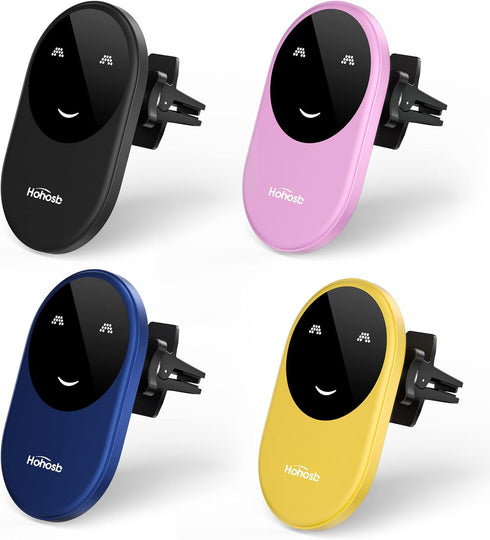 Magnetic Wireless Car Charger Compatible with iPhone 14/13/12 Series, Fast Charging Air Vent Phone Holder, Blue