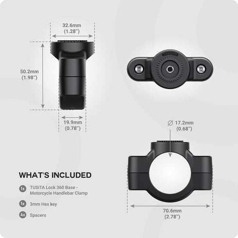 TUSITA Lock 360 Base - Motorcycle Handlebar Clamp