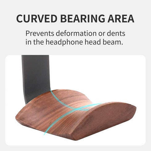 Walnut Wood Headphone Wall Mount Holder - with VHB Adhesive Tape and Screw, Holds 10 lbs (Black & Walnut Wood)
